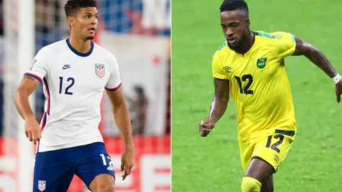 Miles Robinson of the United States (left) and Junior Flemmings of Jamaica