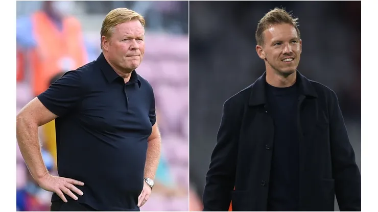 Barcelona manager Ronald Koeman (left) and Bayern coach Julian Nagelsmann.