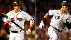 Enrique Hernandez of the Boston Red Sox (left) and Aaron Judge of the New York Yankees (right)