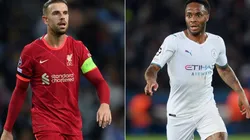 Jordan Henderson of Liverpool (left) and Raheem Sterling of Manchester City (right)