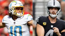 Justin Herbert of the Chargers (left) and Derek Carr of the Raiders