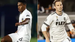 Rayan Raveloson of the Los Angeles Galaxy (left) and Danny Musovski of LAFC (right)