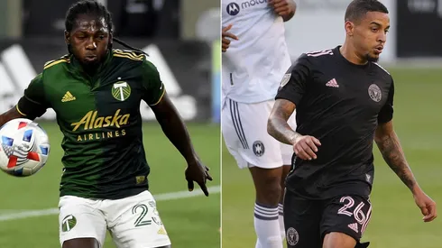 Yimmi Chara of Portland Timbers (left) and Gregore of Inter Miami