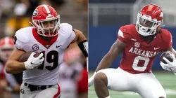 Brock Bowers of Georgia Bulldogs (left) and AJ Green of Arkansas