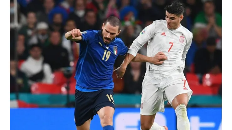 Bonucci of italy (left) and Alvaro Morata of Spain