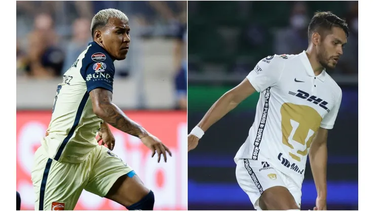 Roger Martinez of Club America (left) and Nicolas Freire of Pumas