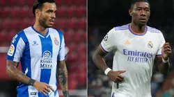 Raul de Tomas of Espanyol (left) and David Alaba of Real Madrid (right)