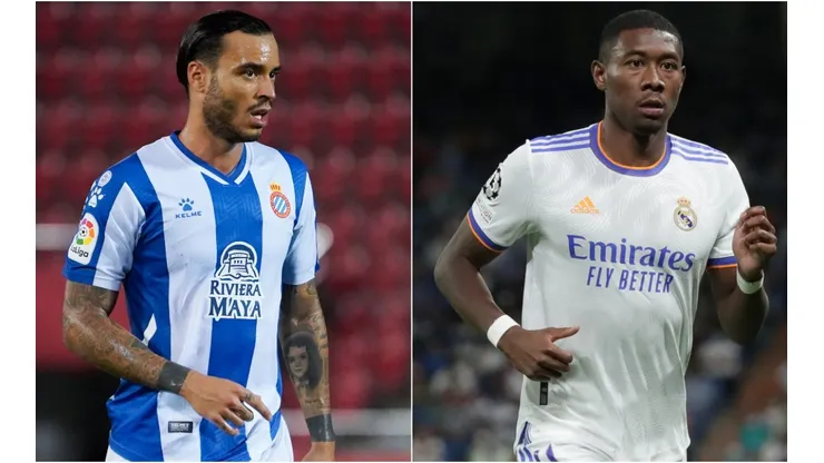 Raul de Tomas of Espanyol (left) and David Alaba of Real Madrid (right)