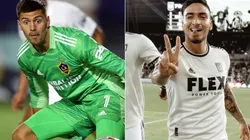 Jonathan Bond of Los Angeles Galaxy (left) and Cristian Arango of LAFC (right)