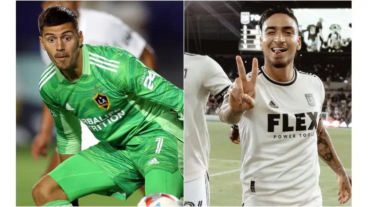 Jonathan Bond of Los Angeles Galaxy (left) and Cristian Arango of LAFC (right)