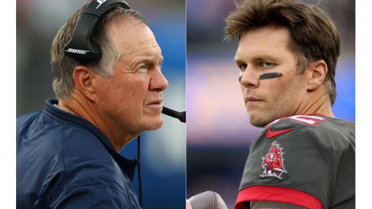 Bill Belichick, head coach of Patriots (left) and Tom Brady of Buccaneers