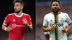 Alex Telles of Manchester United (left) and Andros Townsend of Everton (right)