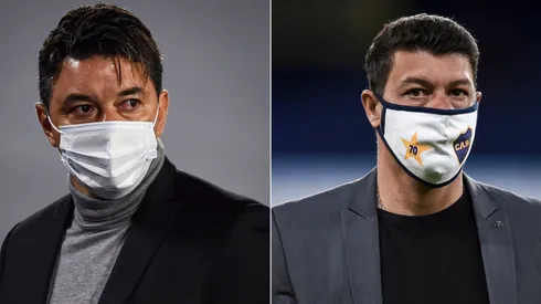 River Plate manager Marcelo Gallardo (left) and Boca Juniors coach Sebastian Battaglia.