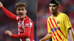 Antoine Griezmann of Atletico Madrid (left) and Pedri of Barcelona (irght)