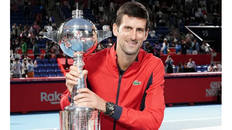 Novak Djokovic of Serbia at the 2019 Japan Open