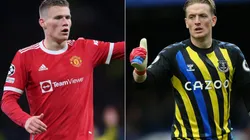 Scott McTominay of Manchester United (left) and Jordan Pickford of Everton (right)