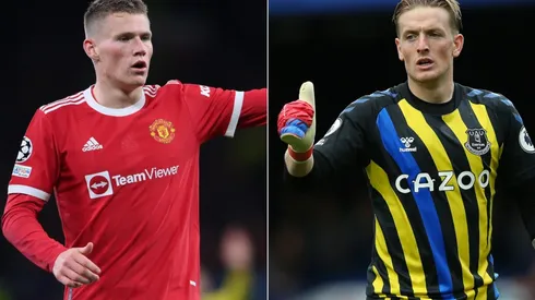 Scott McTominay of Manchester United (left) and Jordan Pickford of Everton (right)