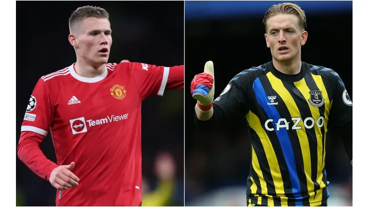 Scott McTominay of Manchester United (left) and Jordan Pickford of Everton (right)