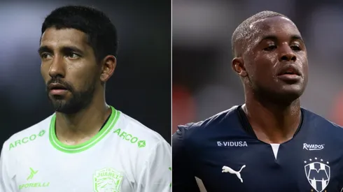 Maximiliano Olivera of Juarez (left) and Joel Campbell of Monterrey.