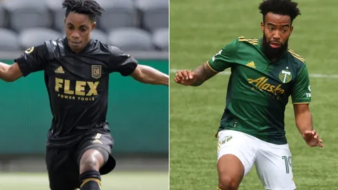 Latif Blessing of LAFC and Eryk Williamson of Portland Timbers