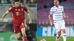 Lewandowski of Bayern Munich (left) and Oleksandr Andriyevskyi of Dynamo Kyiv (right)
