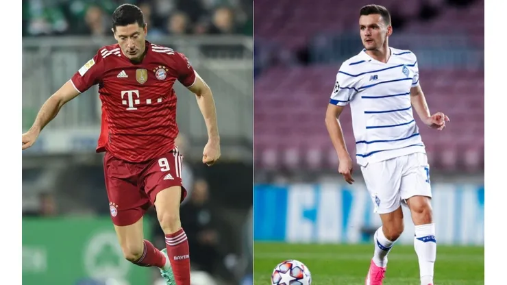 Lewandowski of Bayern Munich (left) and Oleksandr Andriyevskyi of Dynamo Kyiv (right)