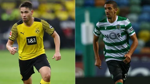 Raphael Guerreiro of Dortmund (left) and Zouhair Feddal of Sporting CP (right)