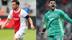 Nico Tagliafico of Ajax (left) and Ersin Destanoglu of Besiktas (right)