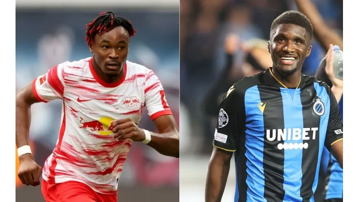 Mohamed Simakan of RB Leipzig (left) and Clinton Mata of Club Brugge (right)