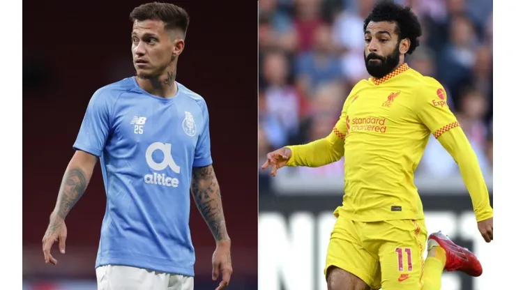 Otavio Edmilson da Silva of FC Porto (left) and Salah of Liverpool (right)