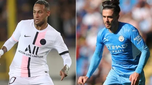Neymar of PSG and Jack Graelish of Manchester City