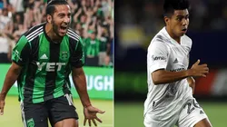 Cecilio Dominguez of Austin FC (left) and Efrain Alvarez of Los Angeles Galaxy (right)