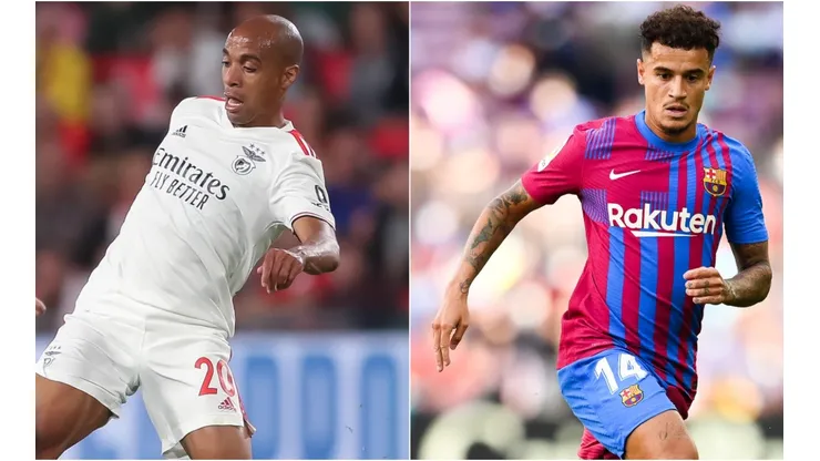Joao Mario of Benfica (left) and Philippe Coutinho of Barcelona (right)