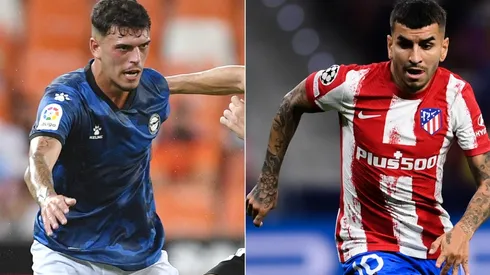 Javi Lopez of Alaves (left) and Angel Correa of Atletico Madrid (right)