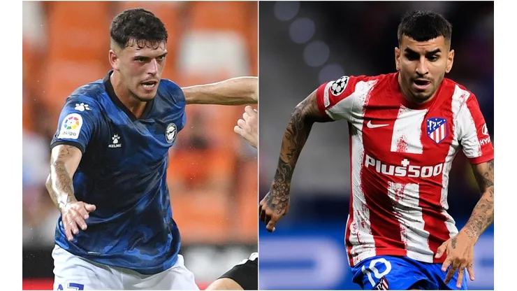 Javi Lopez of Alaves (left) and Angel Correa of Atletico Madrid (right)