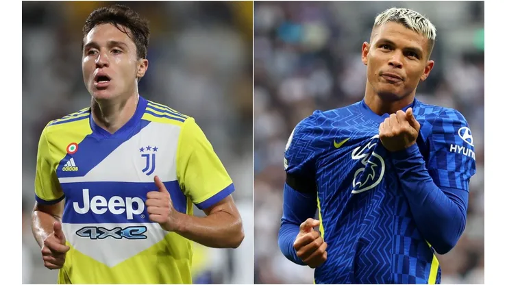 Federico Chiesa of Juventus (left) and Thiago Silva of Chelsea (right)