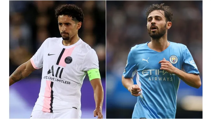 Marquinhos of PSG (left) and Bernardo Silva of Manchester City (right)
