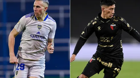 Norberto Briasco of Boca Juniors and Rodrigo Aliendo of Colon