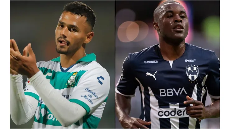 Alessio da Cruz of Santos Laguna (left) and Joel Campbell of Monterrey (right)