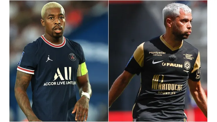 Presnel Kimpembe of PSG (left) and Teji Savanier of Montpellier (right)