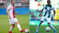 Daley Blind of AJAX (left) and Damil Dankerlui of FC Groningen (right)