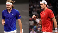 Stefanos Tsitsipas (left) and John Isner