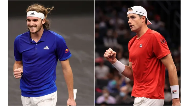 Stefanos Tsitsipas (left) and John Isner