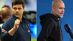 Mauricio Pochettino of PSG (left) and Pep Guardiola of Manchester City (right)