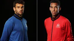 Matteo Berrettini (left) and Felix Auger-Aliassime face off in the 2021 Laver Cup.