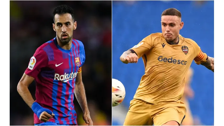 Sergio Busquets of Barcelona (left) and Roger of Levante.