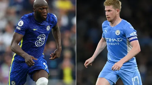 Romelu Lukaku of Chelsea and Kevin De Bruyne of Man. City