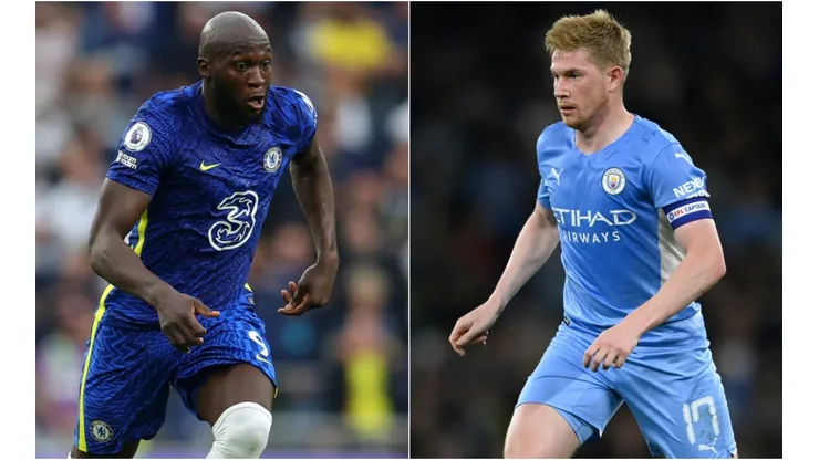 Romelu Lukaku of Chelsea and Kevin De Bruyne of Man. City