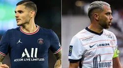 Mauro Icardi of PSG (left) and Teji Savanier of Montpellier (right)