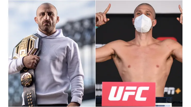 Alex Volkanovski of Australia (left) and Brian Ortega of the US (right)